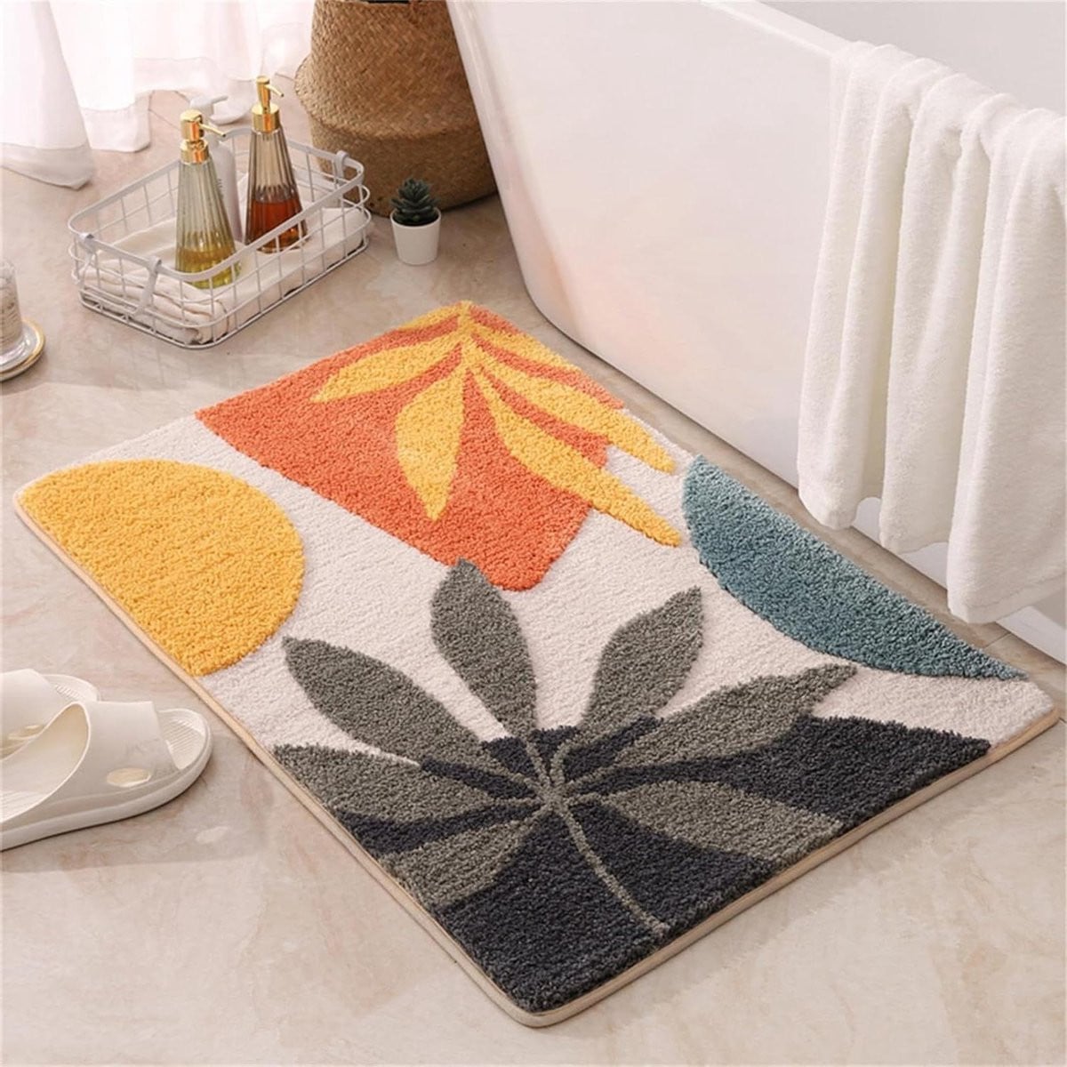 Badkamermat Botanisch - Groene Antislip Douchemat van Zachte Microvezel - 40 x 60 cm