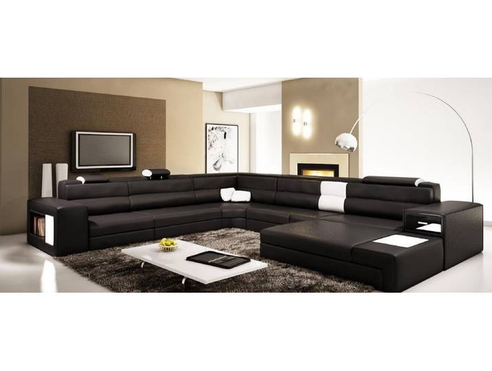 JVmoebel Ecksofa Schwarzes Ledersofa mit hochwertiger Polsterung und stabilen Füßen, Made in Europa