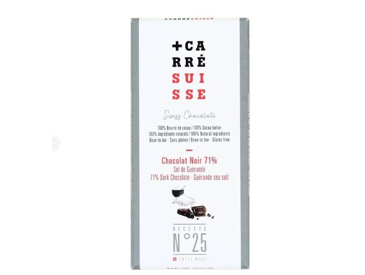 CARRE SUISSE N°25 Chocolat noir 71 % au sel de Guérande - 100 g