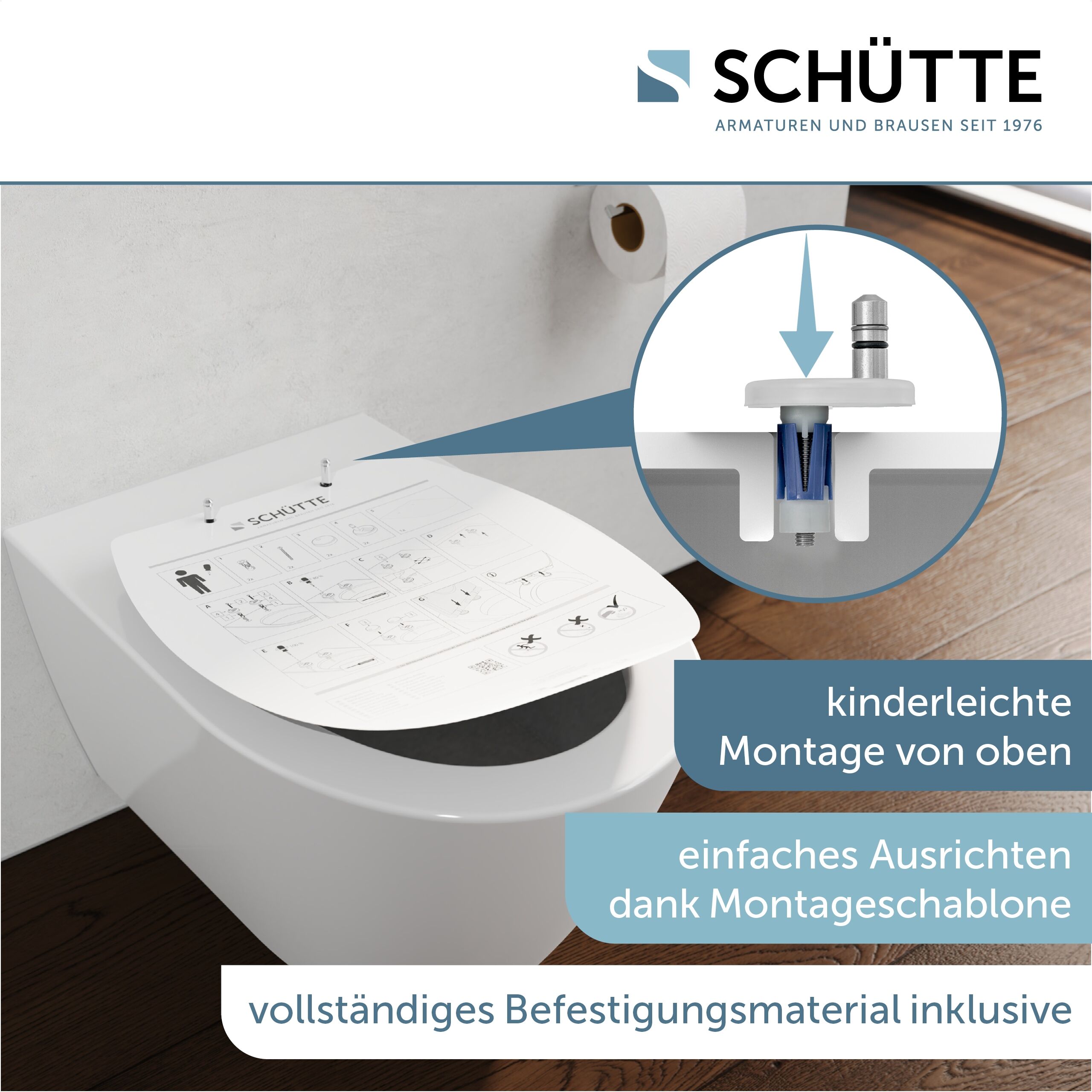 WC-Sitz SCHÜTTE "WHITE PREMIUM", weiss (weiß), B:363cm H:53cm L:444cm, Thermoplast, WC-Sitze, WC-Sitz, Thermoplast, Absenkautomatik, Schnellverschluss, belastbar bis 300 kg weiß Einheitsgröße