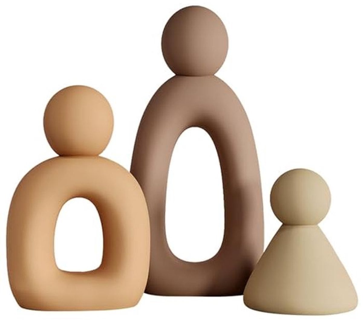 Set van 3 abstracte familie beeldjes voor moderne decoratie van uw interieur