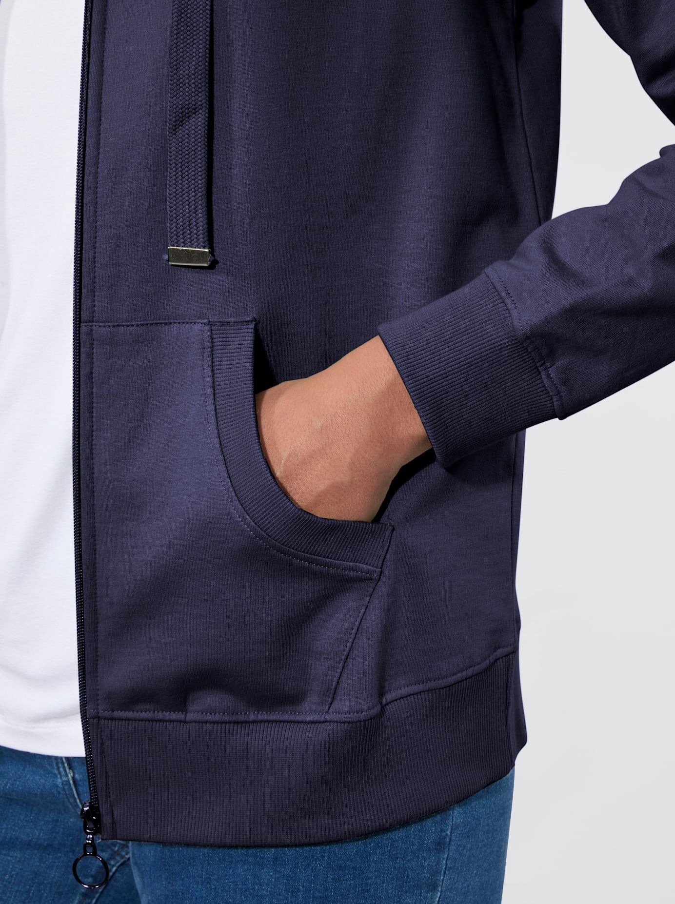 Shirtjacke CASUAL LOOKS "Sweatjacke", Damen, Gr. 36, marine, 100% Baumwolle, unifarben, Shirts Shirtjacke marine 36