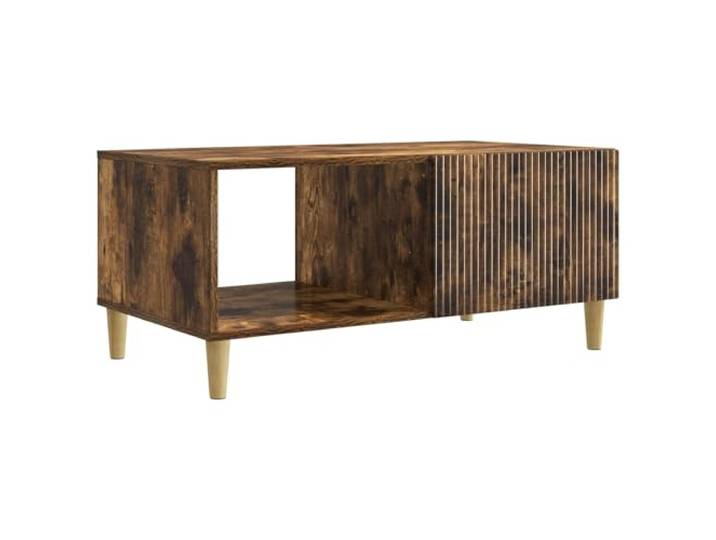LKJephalotrope Couchtisch Geräucherte Eiche 90x50x40cm Holzwerkstoff Stilvoller Wohnzimmertisch mit 2 Fächern und 90° Schwenktür für ordentliche Aufbewahrung im Vintagelook bis 60kg belastbar.