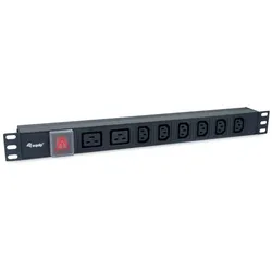 Equip 8-Fach Steckdosenleiste, 6 x IEC-C13 + 2 x IEC-C19, Ein-/Ausschalter, Aluminiumgehäuse