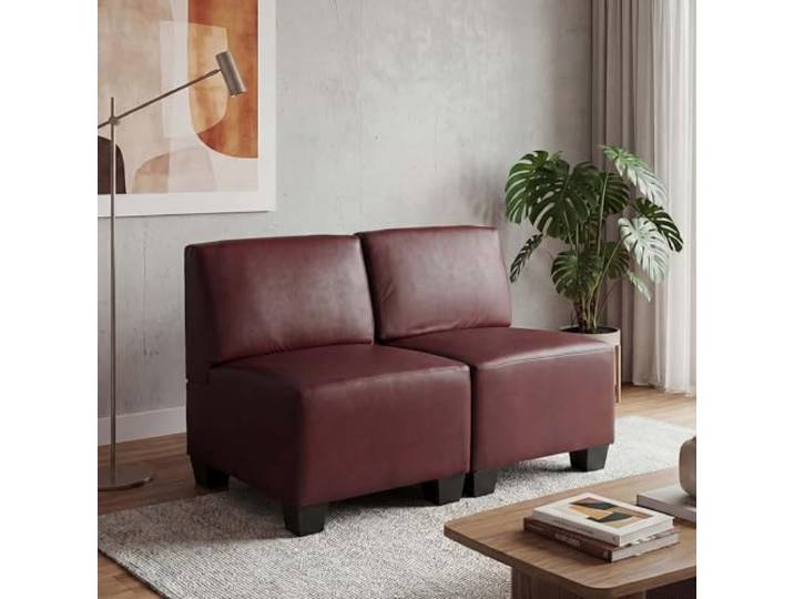 Mendler Modular 2-Sitzer Sofa Lyon, Kunstleder - rot-braun, ohne Armlehnen Couch