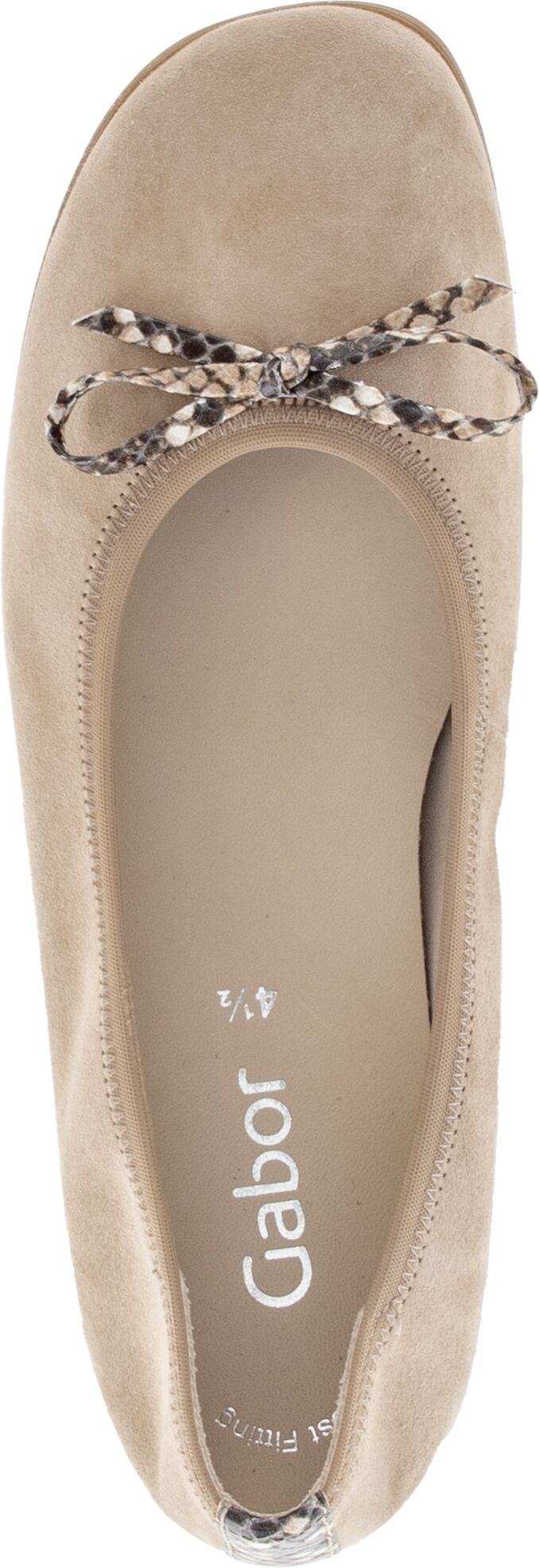 Ballerina GABOR, Damen, Gr. 35, Leder, beige (sand), Ziegenveloursleder, Schuhe Ballerina, Businessschuh, Flats, Schlupfschuh mit Zierscheife sand 35, Leder