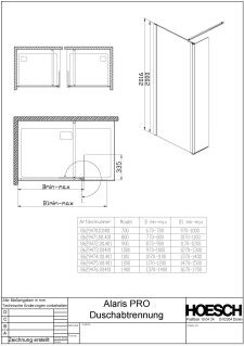 Hoesch 8629472.101414 DA Alaris Pro Walk-In mit Schutzwand