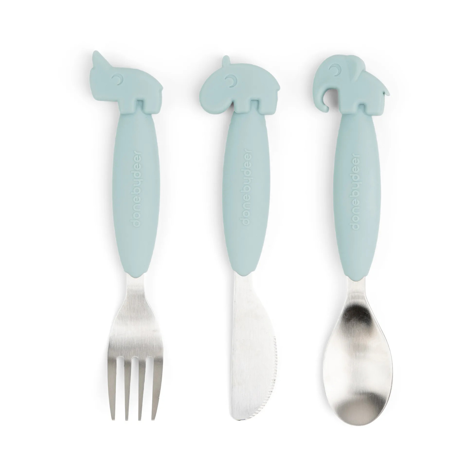 Done by deer Deer Friends Easy-grip bestekset 3-delig Blue