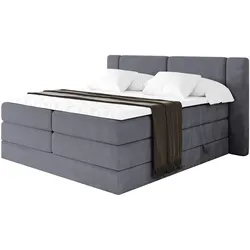 BOXSPRINGBETT mit Matratze H3/H4 - EVON KING - 160x200 cm Dunkelgrau