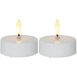 LED Maxi Teelichter flackernde 3D Flamme Timer D: 5,8cm 2er Set