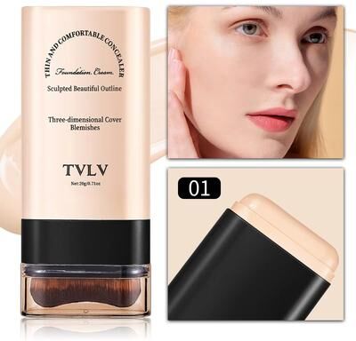 Inspired Finds TVLV Eraser Foundation Stick Long Lasting Concealer & Liquid Foundation With Built In Brush For Flawless, Natural Cove cream 01