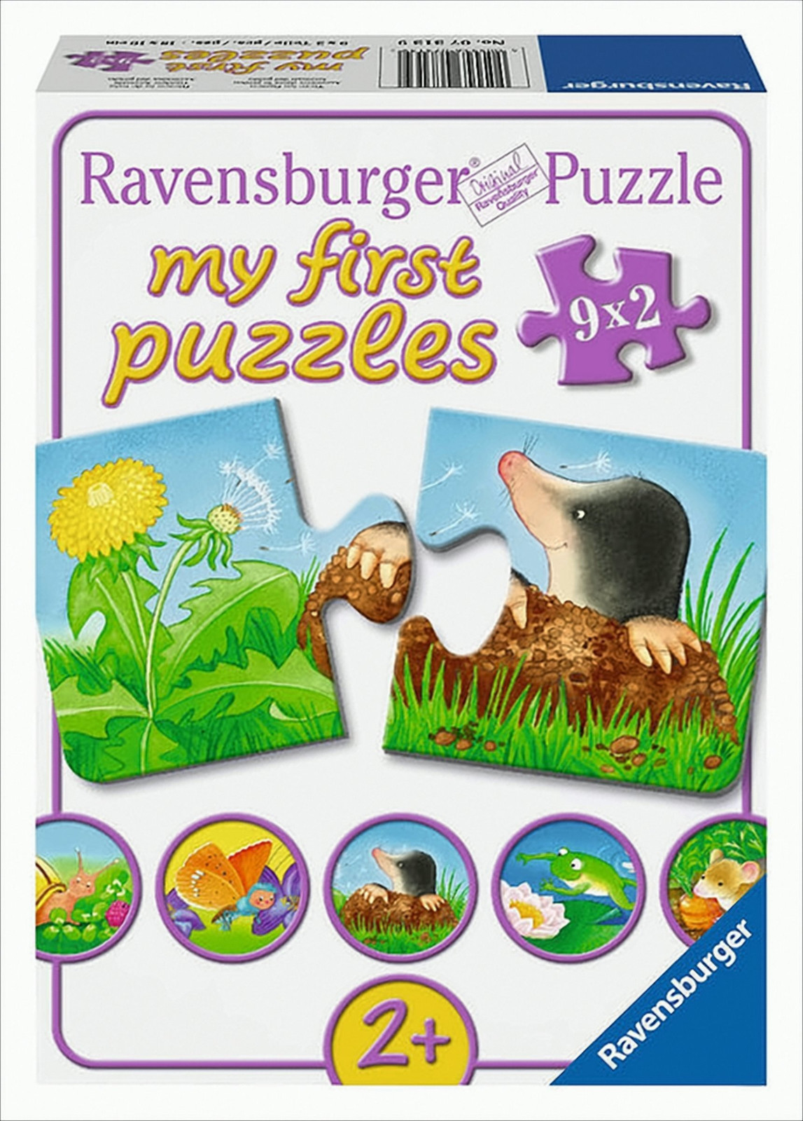 Ravensburger Kinderpuzzel Mijn eerste puzzels Dieren in de tuin 9 x 2-delig