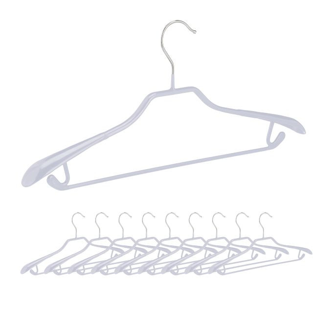 Relaxdays Set van 40 Antislip Metalen Kledinghangers met Broeklat, Lichtgrijs