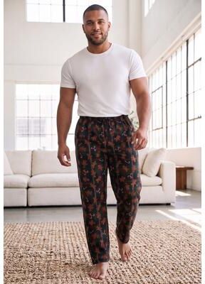 Men's Big & Tall Lightweight Jersey Pajama Pants by KingSize in Gingerbread Man (Size L)