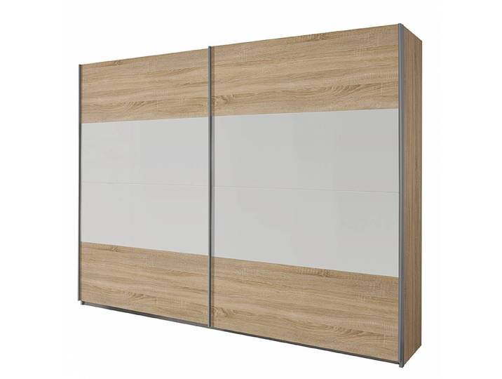 Schwebetürenschrank I 226 x 210cm Beige/Eiche Sonoma Dekor/Alpinweiß