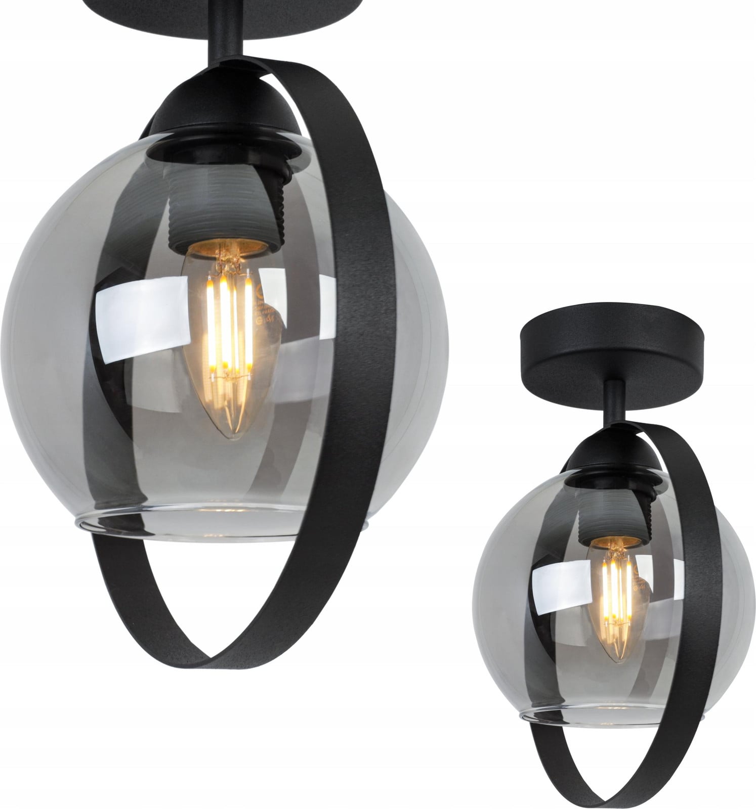 LightHome Moderne Plafondlamp met Glasring, Grafietkleur