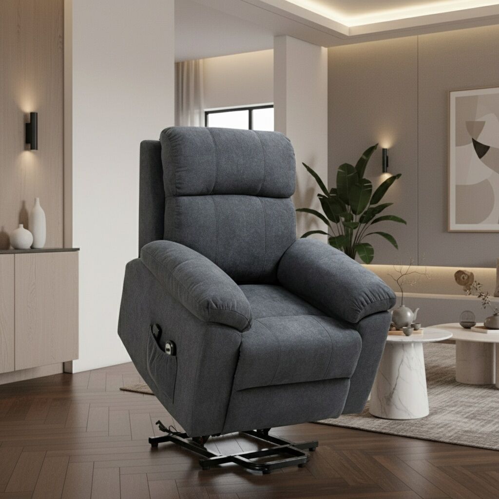 dechome 97-713 Poltrona Per Anziani Elettrica Alzapersone Reclinabile Massaggiante In Tessuto 85x94.5x103 Cm Colore Grigio