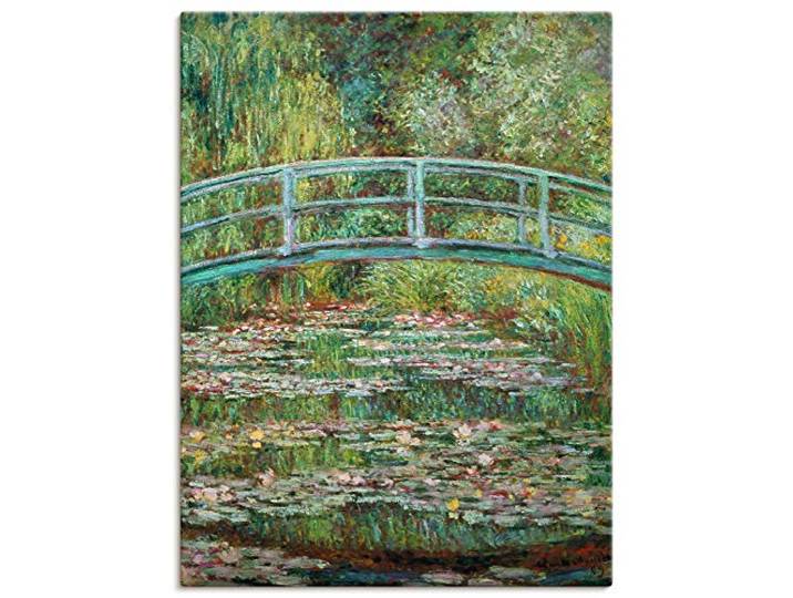 ARTLAND Wanddeko Leinwand Bilder Wandbild Teich Pflanzen Seerosen Japanische Brücke 1899 Impressionismus Claude Monet T7PQ