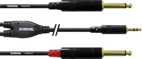 Cordial Audio Adapterkabel [1x Klinkenstecker 3.5mm - 2x Klinkenstecker 6.35 mm] 6.00m Schwarz