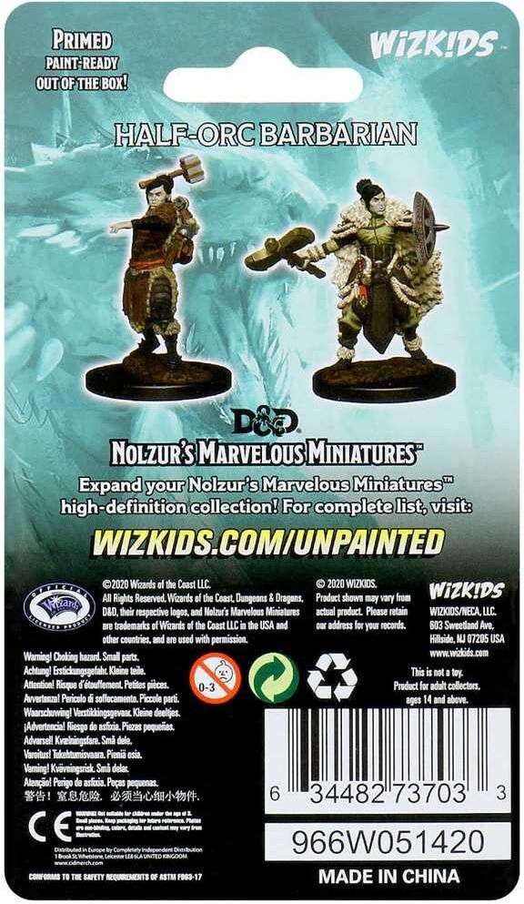 Wiz Kids LLC D&D; Nolzur's Marvelous Miniatures: Female Half-Orc Barbarian, Unpainted and Primed for Painting, Dungeons & Dragons Character Miniature