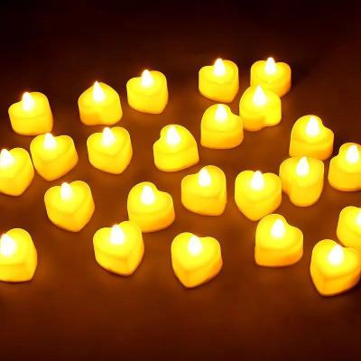 Inspired Living 24 Pack Flameless LED Tea Lights Warm White Flickering Battery Operated Candles For Wedding And Home Decor heart warm Light 24 pack