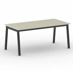 Bürotisch PRIMO BASIC, 180x90 cm, schwarzes Metallgestell, Eiche natur