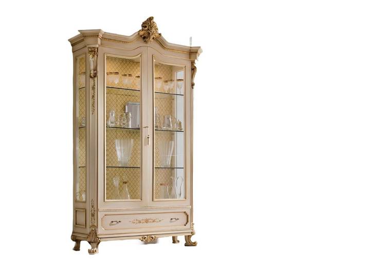 Xlmoebel Vitrine Barock Vitrine aus Holz in Beige für elegantes Wohnen (Vitrine) Hergestellt in Europa