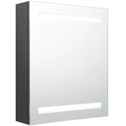 Helloshop26 - Zeitgenössischer LED-Badezimmerspiegelschrank 50 x 14 x 60 cm mit praktischem Stauraum aus grauem MDF