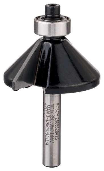 Bosch Fasefräser, 1/4-Zoll, D1 34,9 mm, B 13 mm, L 14,7 mm, G 56 mm, 45° 2608628416