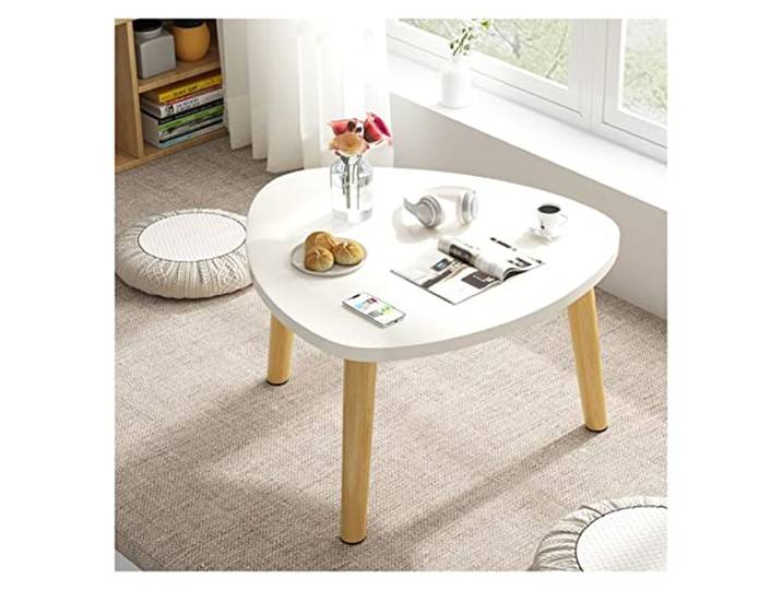 twwhyg Moderner runder Beistelltisch, Schlichter Couchtisch for Wohnzimmer und Balkon(White)