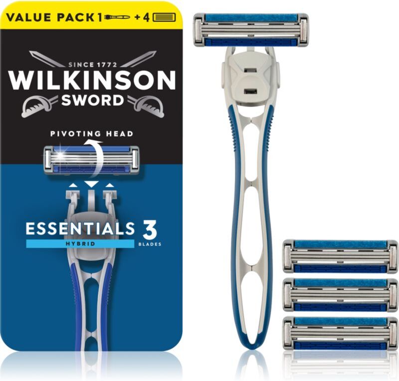 Wilkinson Sword Essentials 3 Hybrid rasoir + têtes de rechange 4 pcs