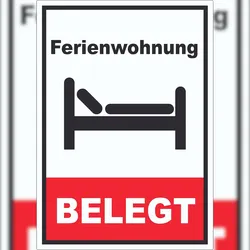 HB-Druck Ferienwohnung BELEGT Hochkant Aufkleber A8 (52x74mm)