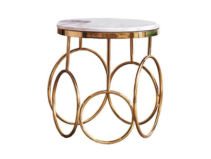 Xlmoebel Beistelltisch Goldener Designer Tisch aus Edelstahl, rundes modernes Design (1-St., Beistelltisch), Hergestellt in Europa