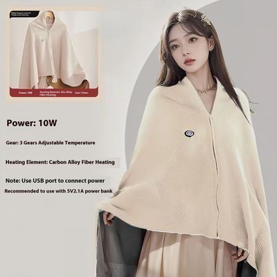 Inspired Finds Wearable USB Electric Heated Shawl Blanket For Women And Daily Comfort beige