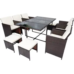 Hardin 1fachgut 27tlg. Polyrattan-Sitzgruppe CUBE 4+6 mit platzsparendem Würfelsystem - Braun