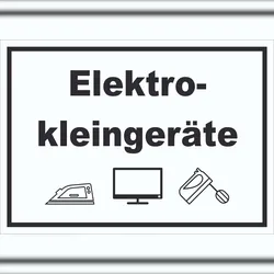 HB-Druck Elektrokleingeräte Mülltrennung Schild Text Symbol Haushaltsgerät waagerecht A0 (841x1189mm)