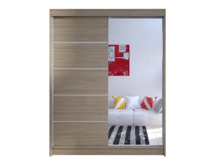 MIRJAN24 Kleiderschrank Camino III (mit Schiebetüren und Spiegel) Aluminiumgleitschienen, Schwebetürenschrank