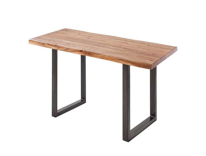 Massiver Baumkanten-Bartisch 120cm Braun/Akazie Braun Vintage Metall