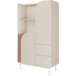 BÜCHERREGAL Camel mit 2 Türen, 2 Schubladen und geriffeltem Detail, 90 cm, Frühlingseiche + Macadamia