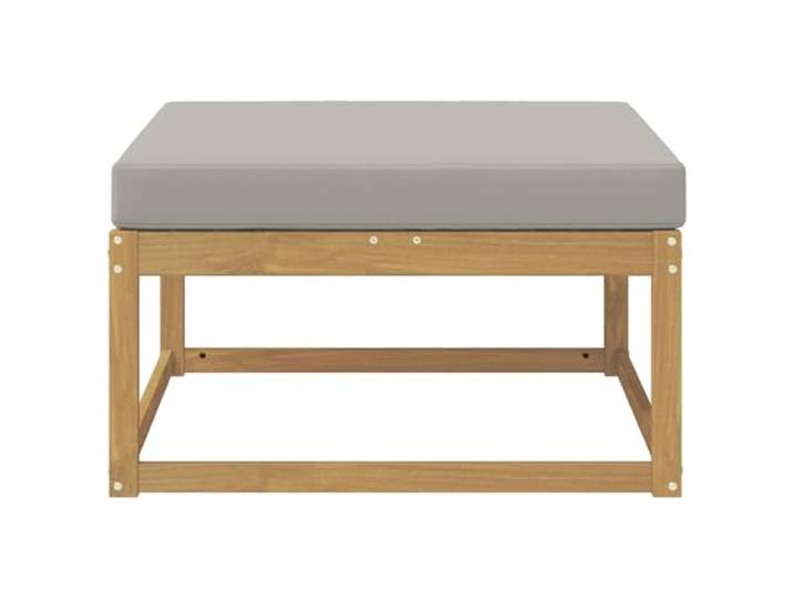 KTHLBRH Fußstütze aus Akazienholz für den Außenbereich, Weiß Design Lattenrost, Kissen hellgrau, Sitzfläche 79 cm, für Terrasse und Garten
