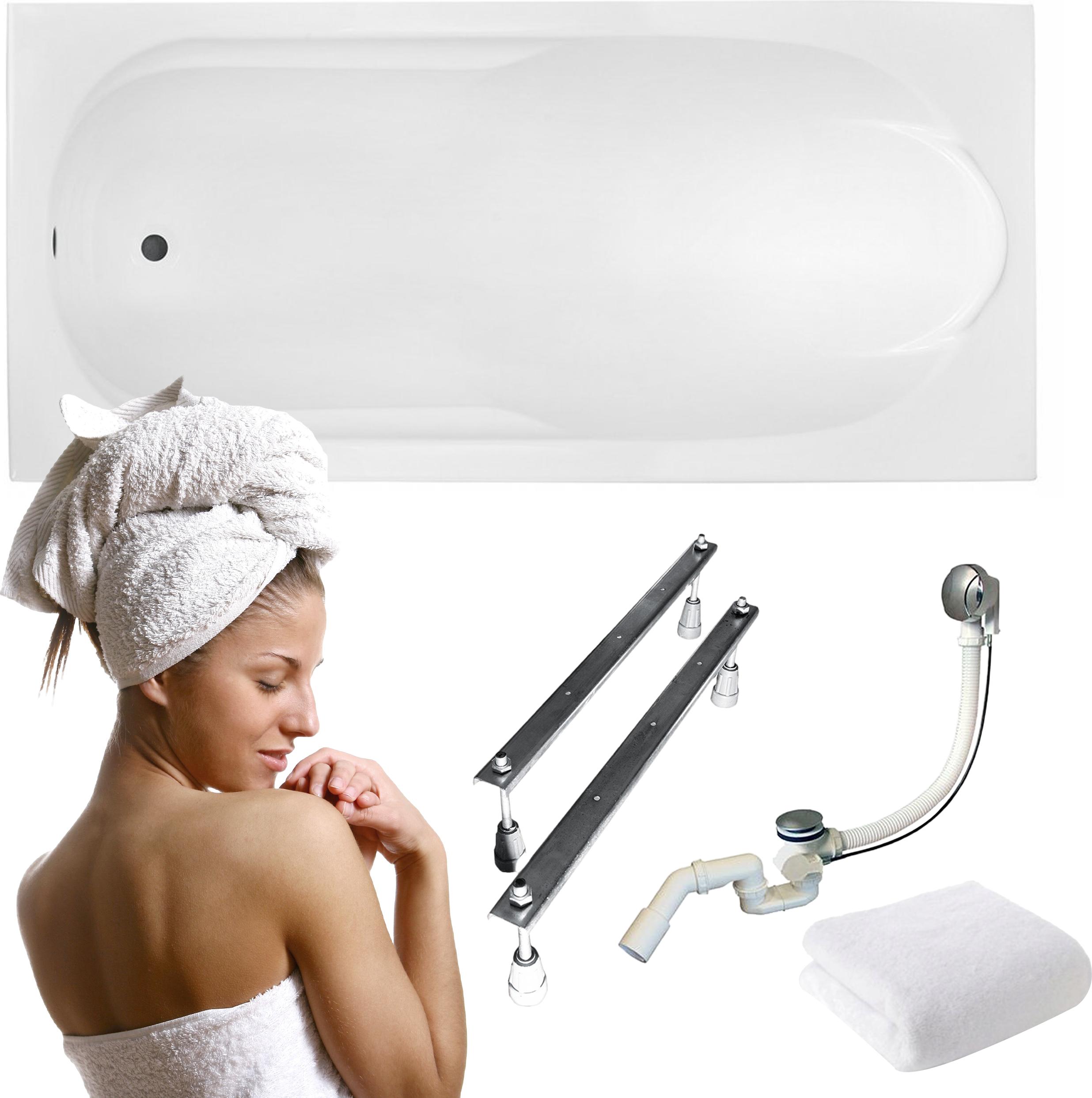 Aqua For You | Badewanne - Besco Badewanne Rechteckig Bona - 170 x 70 Cm - Antibakterielle Beschichtung - Mit Siphon - Kratzfest