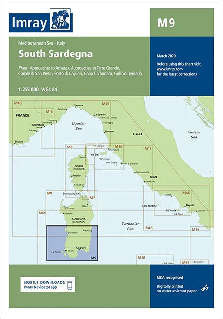 Carte marine M9 - South Sardegna 1/255   Imray
