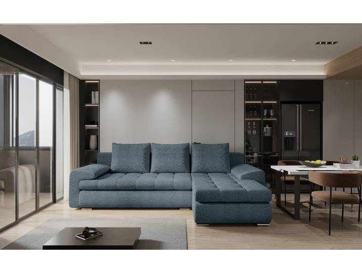 Kaiser Möbel Elegantes und modernes Ecksofa TOMI Abriamo Marineblau Rechts