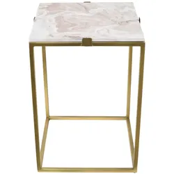 LOFT42 Marmor-Beistelltisch Quadratisch Travertin - Metall - Marmor - 32x32x46
