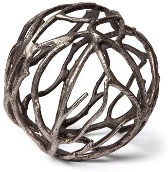 Mercana Sphaira I Small Silver Cast Aluminum Decorative Tree Branch Orb