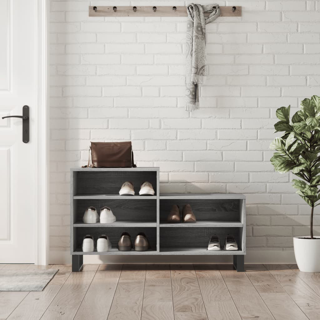 vidaXL 10 Pair Shoe Storage Cabinet Grey Sonoma 10