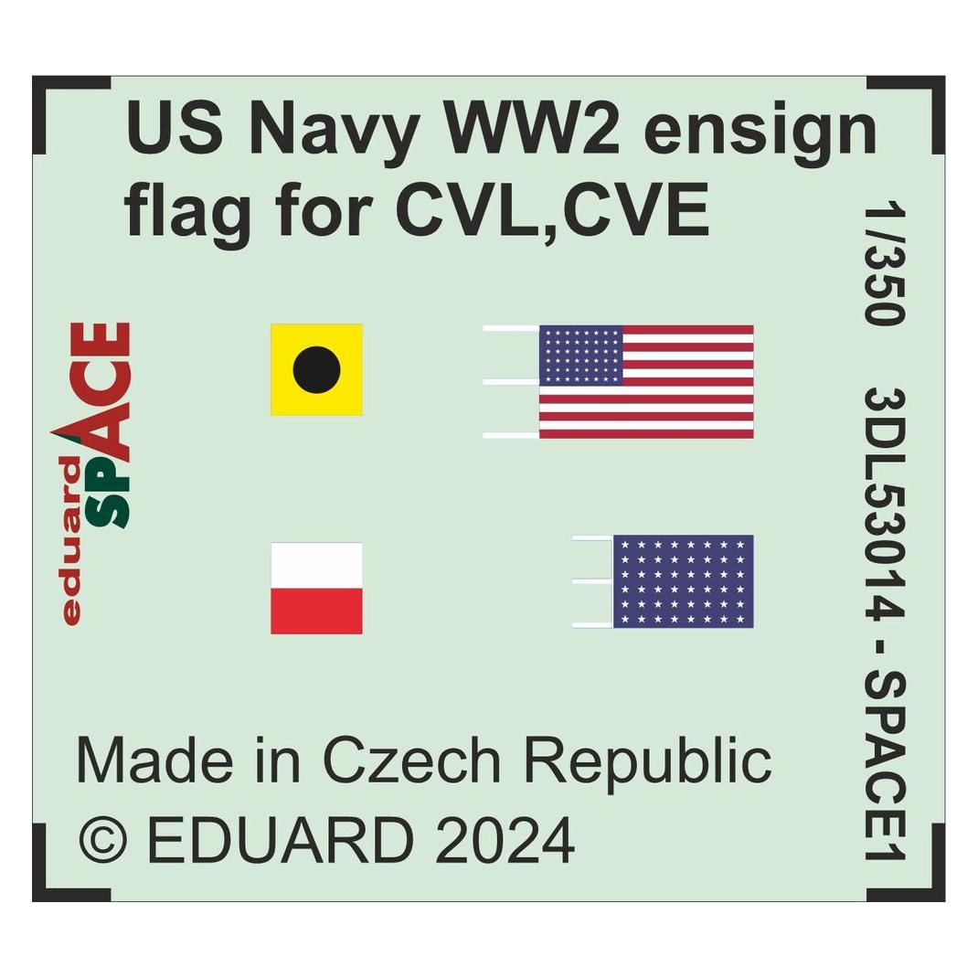 Eduard US Navy WW2 ensign flag for CVL, CVE, CL & DD SPACE (3DL53014)