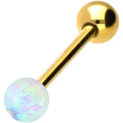 Chirurgenstahl Barbell SYNTHETISCHER OPAL + CHIRURGENSTAHL-KUGEL
