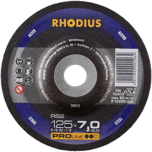 Rhodius 200253 RS2 Schruppscheibe gekröpft Durchmesser 180mm Bohrungs-Ø 22.23mm Stahl