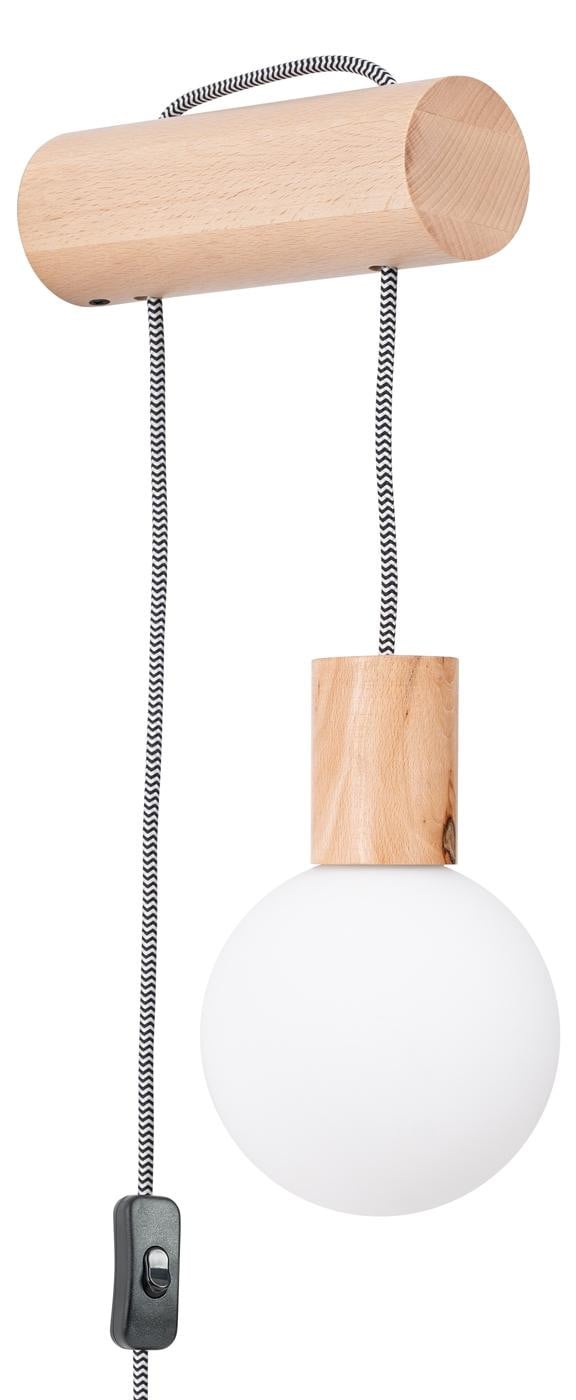 Sollux Lighting Nimbi Wandlamp, Hout en Glas, Scandinavisch Design, G9